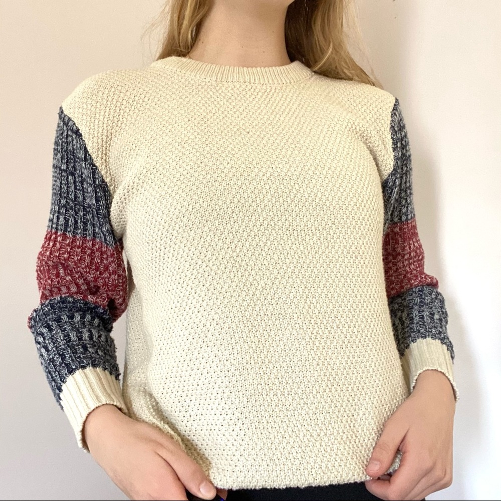 Sweater with Patterned Sleeves Size S